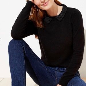 Shimmer Spotted Collar Sweater Large